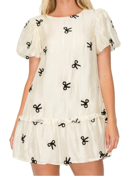 Meet Me In Santorini Dresses & Skirts - BOW MINI DRESS - CREAM